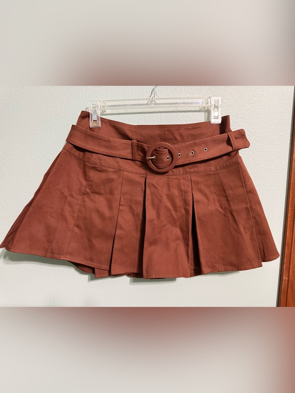 Anthropologie Maeve Belted Pleated Mini Skort Brown NWT Size 2